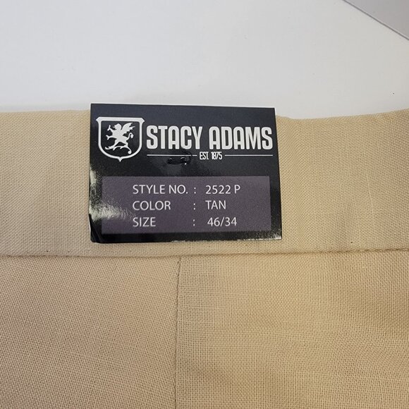 Stacy Adams Mens Tan Linen/Cotton Dress Summer Wedding Work Pants 46/34 NWT - Picture 4 of 10